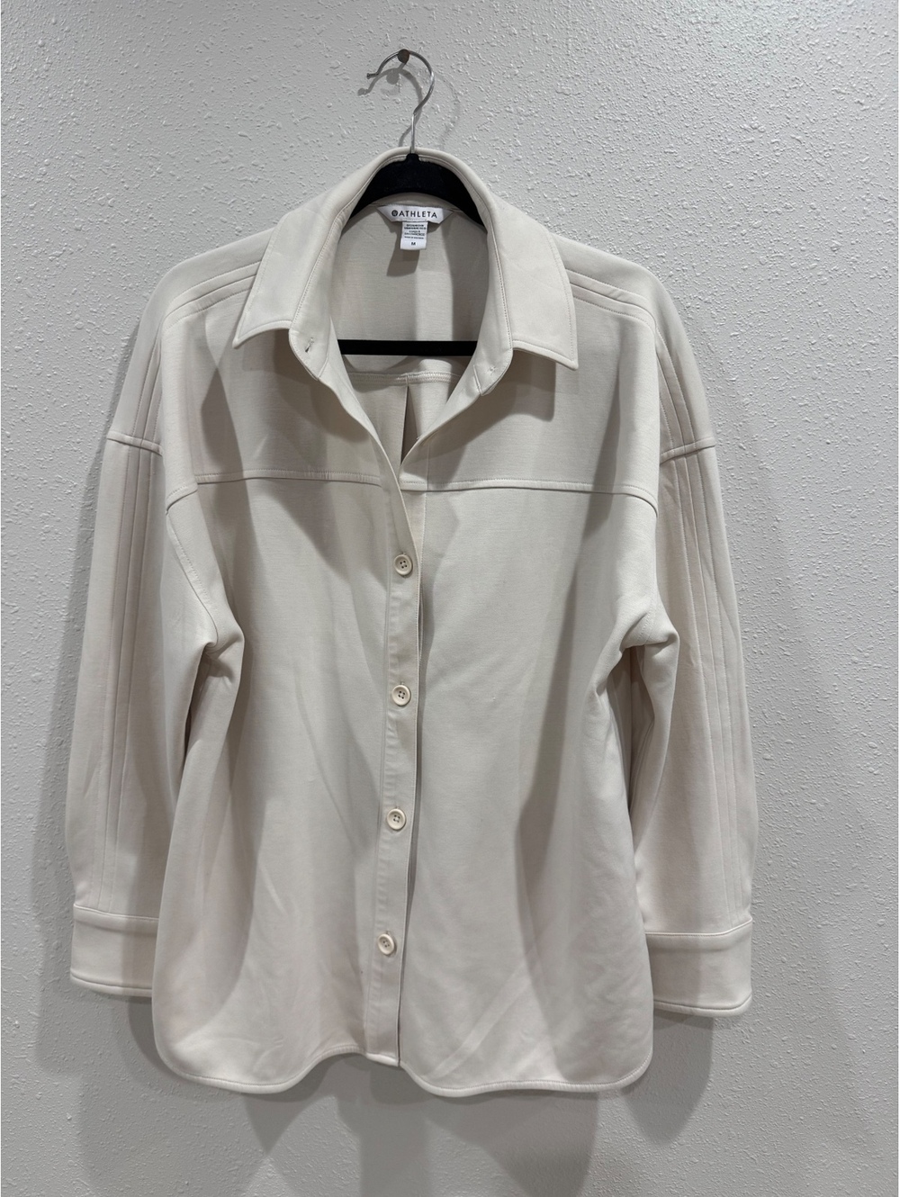 Athleta Allure Shirt Bone Cream Size M Oversized Button Down Shacket